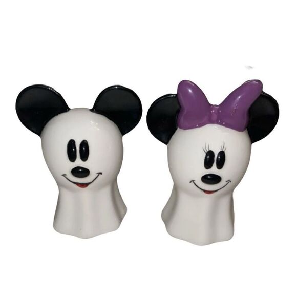 Disney Halloween Mickey Mouse & Minnie Mouse Ghost Salt and Pepper Shakers New - Picture 1 of 4